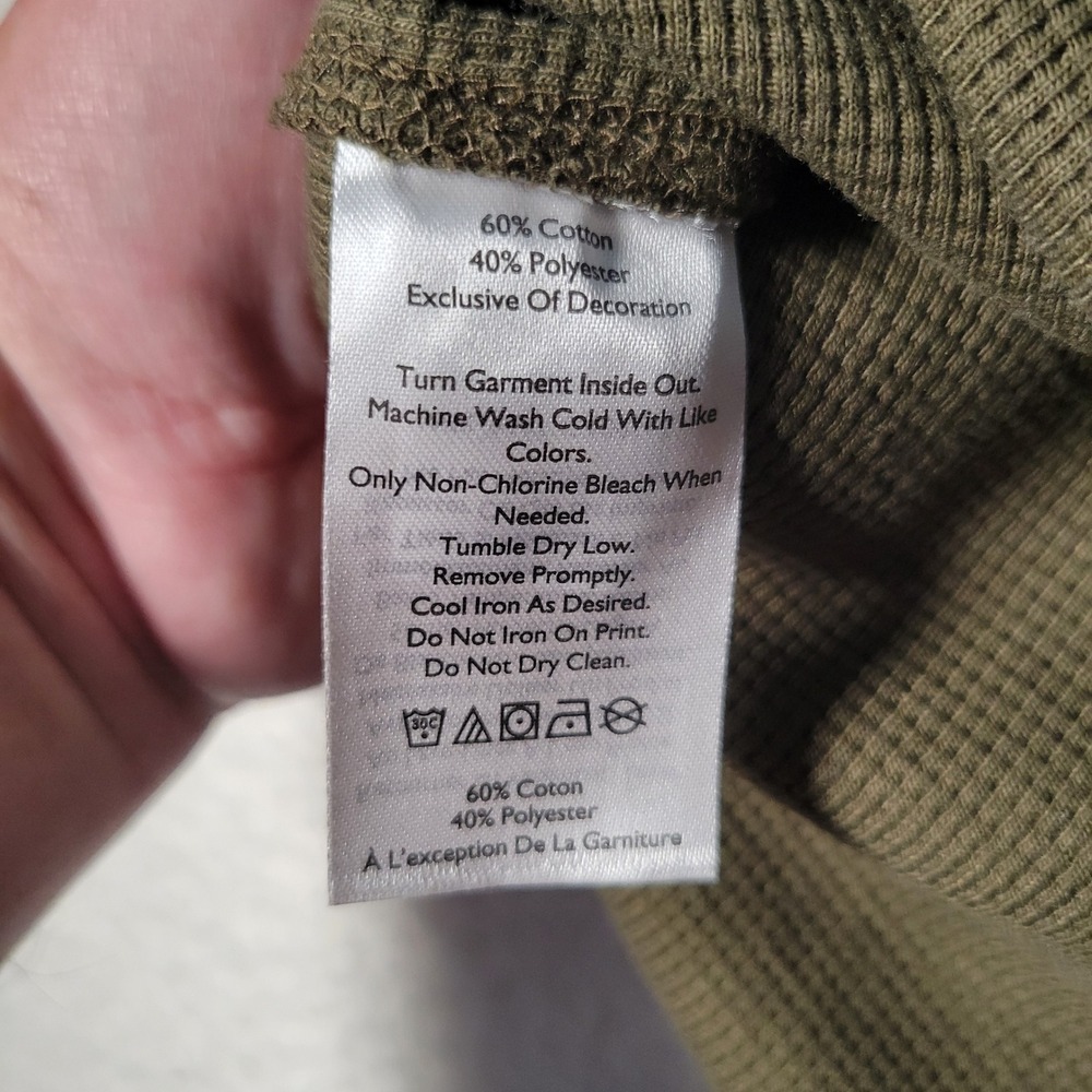 Eddie Bauer Thermal Henley Mens 2XL Dark Fatigue Green Waffle‎ Knit Long Sleeve - Picture 7 of 14